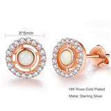 925 Silver Opal CZ Rose Ring Wedding Jewelry