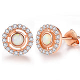925 Silver Opal CZ Rose Ring Wedding Jewelry
