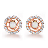 925 Silver Opal CZ Rose Ring Wedding Jewelry