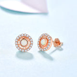925 Silver Opal CZ Rose Ring Wedding Jewelry
