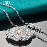 925 Silver Round Photo Frame Pendant Necklace 16-30 Inch Chain Women
