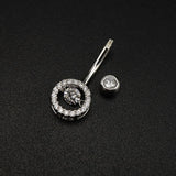 925 Silver Round Belly Button Ring Zircon Dangle Bulk Body Jewelry Women Punk