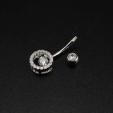 925 Silver Round Belly Button Ring Zircon Dangle Bulk Body Jewelry Women Punk