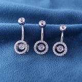 925 Silver Round Belly Button Ring Zircon Dangle Bulk Body Jewelry Women Punk