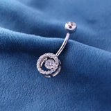 925 Silver Round Belly Button Ring Zircon Dangle Bulk Body Jewelry Women Punk