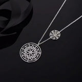 925 Silver Round Pendant Necklace Mysterious Totem Wild Jewelry