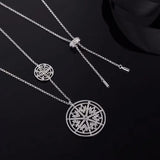 925 Silver Round Pendant Necklace Mysterious Totem Wild Jewelry