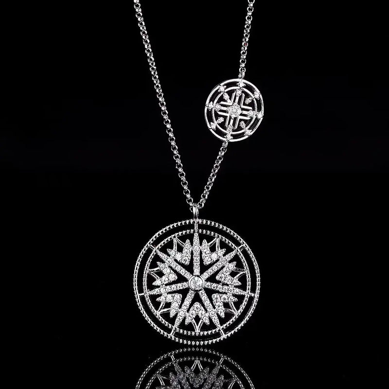 925 Silver Round Pendant Necklace Mysterious Totem Wild Jewelry