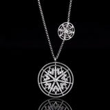 925 Silver Round Pendant Necklace Mysterious Totem Wild Jewelry