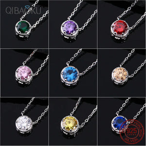 925 Silver Zircon Long Chain Necklace Women Wedding Jewelry Gift
