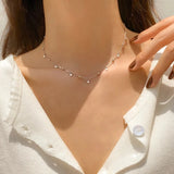 925 Silver Round Slice Pendant Bead Chain Necklace