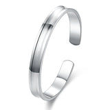 925 Silver Round Adjustable Bracelet Bangle for Women Man