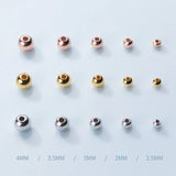 925 Silver Spacer Beads Gold/Silver/Rose Charm Ball Beads DIY