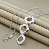 925 Sterling Silver Square Necklace Earring Set for Women