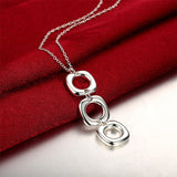 925 Silver Round Square Necklace Earring Set Wedding Engagement