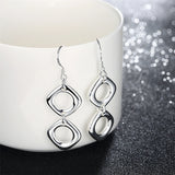 925 Silver Round Square Necklace Earring Set Wedding Engagement