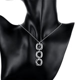 925 Silver Round Square Necklace Earring Set Wedding Engagement