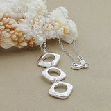 925 Sterling Silver Square Necklace Earring Set for Women