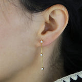 925 Silver Stone Charm Earrings Geometric Dangle Drop Chain Women Jewelry