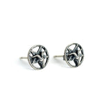 925 Silver Round Stud Earrings Women Men Vintage Wedding Jewelry