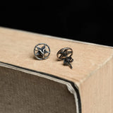 925 Silver Round Stud Earrings Women Men Vintage Wedding Jewelry