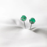 925 Silver Synthetic Chrysoprase Stud Earrings