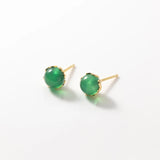925 Silver Synthetic Chrysoprase Stud Earrings