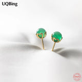 925 Silver Synthetic Chrysoprase Stud Earrings