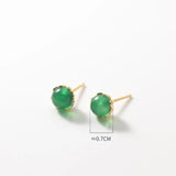 925 Silver Synthetic Chrysoprase Stud Earrings