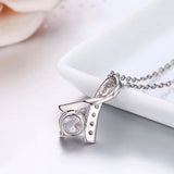 925 Silver CZ Scarf Charm Undertale Pendant Necklace Women Girls Jewelry