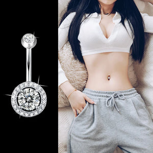 925 Silver Zircon Navel Rings Belly Piercing Jewelry
