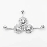 925 Silver Zircon Navel Rings Belly Piercing Jewelry