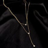 925 Silver Zircon Necklace Geometric Chains Pendant Choker Women's Jewelry