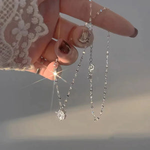 925 Silver Zirconia Necklace Geometric Pendant