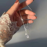 925 Silver Zirconia Necklace Geometric Pendant