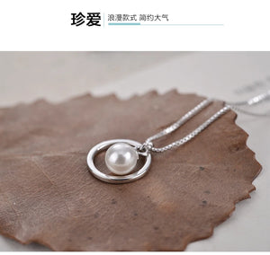 925 Silver Round shell pearl Necklaces & Pendants For Women