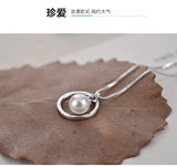 925 Silver Round shell pearl Necklaces & Pendants For Women