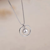 925 Sterling Silver Round Shell Pearl Necklace Pendant