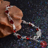 925 Silver Ruby Bracelet Women Wedding Party Jewelry Gift
