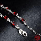 925 Silver Ruby Bracelet Women Wedding Party Jewelry Gift