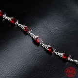 925 Silver Ruby Bracelet Women Wedding Party Jewelry Gift
