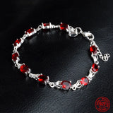 925 Silver Ruby Bracelet Women Wedding Party Jewelry Gift