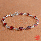 925 Silver Ruby Bracelet Women Wedding Party Jewelry Gift