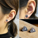925 Silver Sacred Heart Cross Earrings Religious Totem Self-Designed Jewelry