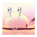 925 Silver Safety Chain Charms Beads Bracelet Arcs Of Love Hearts Flower DIY