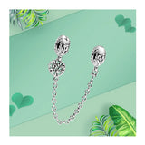 925 Silver Safety Chain Charms Beads For Bracelets DIY Jewelry