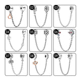 925 Silver Safety Chain Charms Beads For Bracelets DIY Jewelry