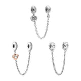925 Silver Safety Chain Charms Beads For Bracelets DIY Jewelry