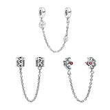 925 Silver Safety Chain Charms Beads For Bracelets DIY Jewelry