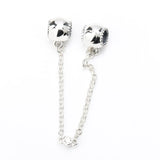 925 Sterling Silver Safety Chain Drum Shape Bead Charm for Bracelet Bangle